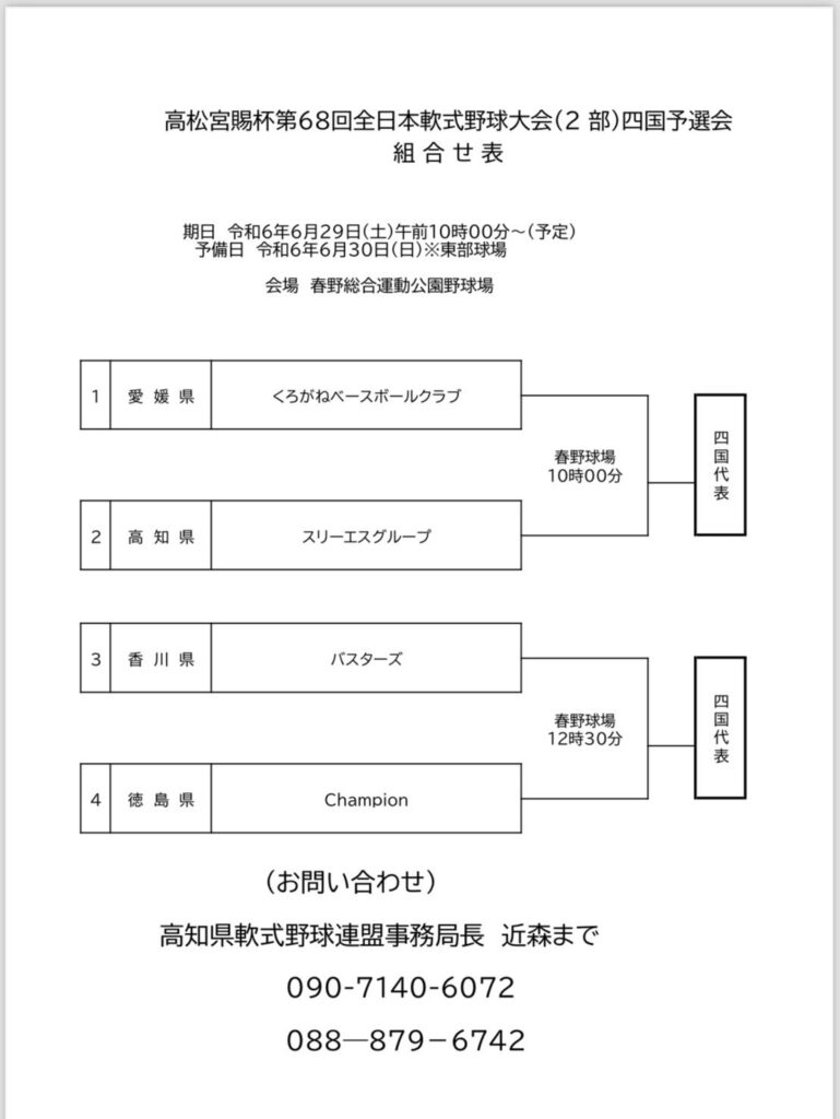 初優勝！軟式野球チーム　スリーエスグループ　高知県代表に！